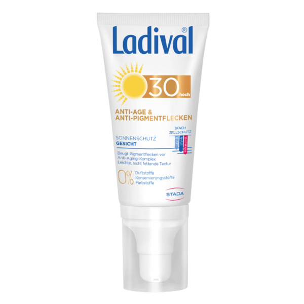 Sonnencreme für das Gesicht in einem Pumpspender mit LSF 30, Anti-Aging und anti-pigmentierenden Eigenschaften, ohne Duftstoffe.