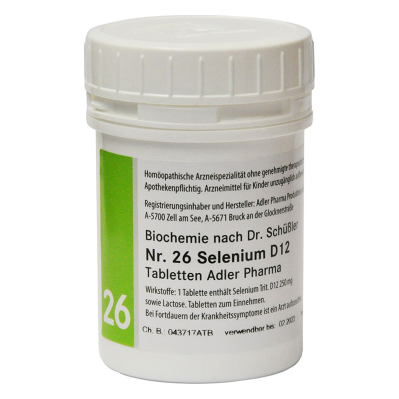 Weißes Kunststoffgefäß mit Schraubverschluss, beschriftet mit Informationen zu homöopathischen Tabletten gegen Krankheiten.