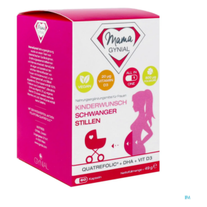 Verpackung für Nahrungsergänzungsmittel für Frauen mit Fokus auf Kinderwunsch, Schwangerschaft und Stillzeit in Pink.