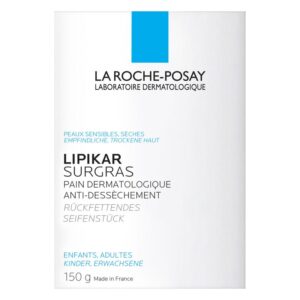 Verpackung eines dermatologischen Rückfettungsseifenstücks für empfindliche, trockene Haut von La Roche-Posay.