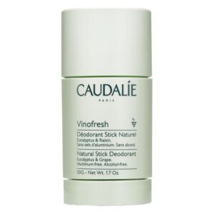 Naturdeo-Stick von Caudalie in mintgrüner Verpackung mit Eukalyptus- und Trauben-Duft, aluminium- und alkoholfrei.