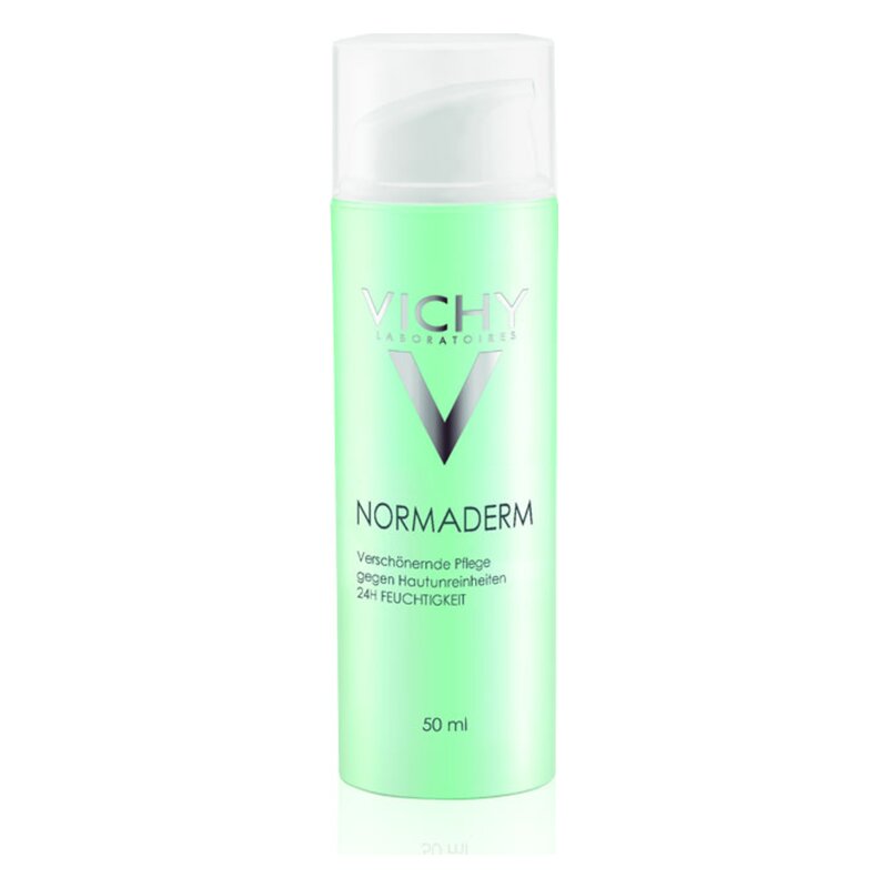 Vichy Normaderm Hautpflege im grünen Pumpspender, 50 ml, wirkt gegen Hautunreinheiten und spendet 24 Stunden Feuchtigkeit.