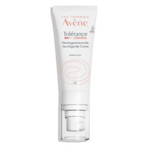 Tubus mit pumpbarer Hautcreme von Avène für reaktive Haut, mit beruhigender Formel und klarer Beschriftung.