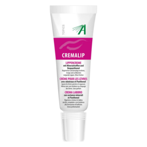 Lippencreme in einer weißen Tube mit rosa Schrift, enthält Mineralstoffe und Dexpanthenol, ohne Duftstoffe.