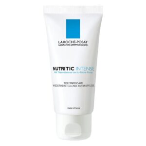 Weiße Tube mit der Aufschrift "Nutritic Intense" von La Roche-Posay, zur tiefenwirksamen Hautpflege.