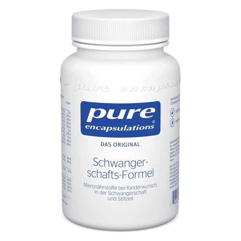 Weißer Plastikeimer mit blauer Schrift, enthält Mikronährstoffe für Schwangerschaft und Stillzeit.