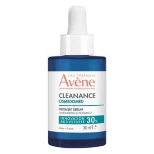 Flasche mit intensivem Serum von Avène zur Behandlung von Unreinheiten, 30 ml, mit Pipette und blauem Etikett.