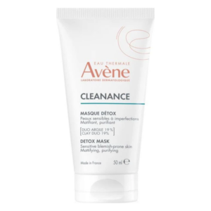 Verpackung einer Detox-Gesichtsmaske von Avène, 50 ml, zur Mattierung und Reinigung für empfindliche Haut.