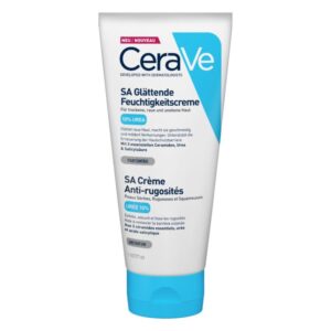 Tubenverpackung einer Feuchtigkeitscreme mit 10% Urea, zur Pflege trockener, rauer Haut. Duftfrei.