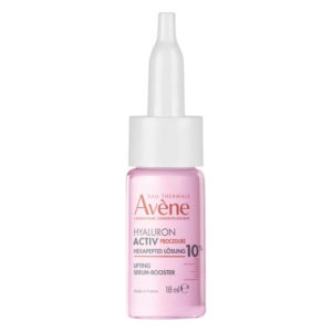 Flasche mit pinker Lösung, enthält das Serum von Avène für Lifting-Effekte, mit Pipette zum Dosieren.