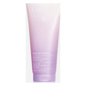 Rosa Verpackung eines Duschgels von Caudalie mit der Aufschrift 'Ange des Vignes', 200 ml.